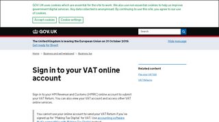 
                            5. Sign in to your VAT online account - GOV.UK