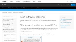 
                            5. Sign-in troubleshooting—ArcGIS Pro | ArcGIS Desktop