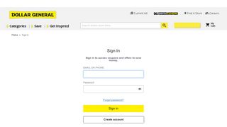 
                            2. Sign In / Up - Dollar General