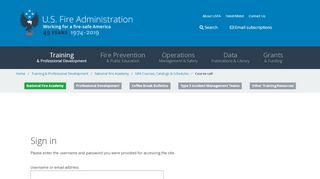 
                            2. Sign In - US Fire Administration website applications