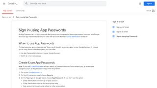 
                            2. Sign in using App Passwords - Gmail Help - Google Help