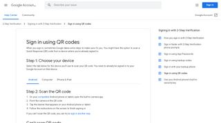 
                            2. Sign in using QR codes - Android - Google Account Help