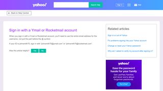 
                            10. Sign in with a Ymail or Rocketmail account | Yahoo Help ...