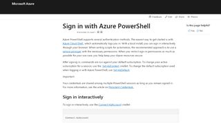 
                            2. Sign in with Azure PowerShell | Microsoft Docs