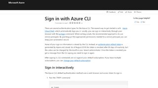 
                            9. Sign in with the Azure CLI | Microsoft Docs