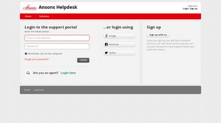 
                            5. Sign into : Ansons Helpdesk