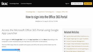 
                            7. Sign into the Office 365 Portal using your Google login – WFU IS