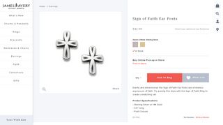 
                            7. Sign of Faith Ear Posts - James Avery