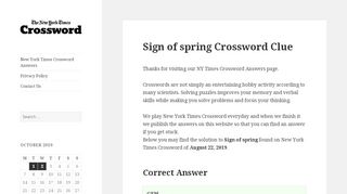 
                            1. Sign of spring Crossword Clue | New York Times Crossword ...