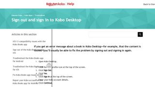 
                            2. Sign out and sign in to Kobo Desktop – Rakuten Kobo