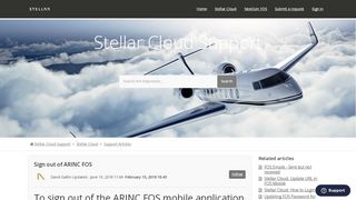 
                            7. Sign out of ARINC FOS – Stellar Cloud Support