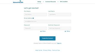 
                            2. Sign Up - AdventHealth | Your unified patient portal