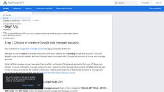 
                            2. Sign Up | AdWords API | Google Developers