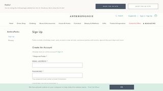 
                            2. Sign Up - Anthropologie