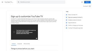 
                            2. Sign up & customize YouTube TV - Android - YouTube TV Help