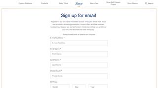 
                            1. Sign up - Dove