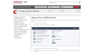 
                            5. Sign Up For A CAM Account - Comodo Help