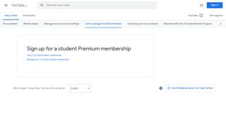 
                            3. Sign up for a student Premium membership - YouTube Help