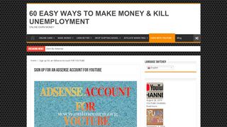 
                            9. Sign up for an AdSense Account FOR YOUTUBE - …