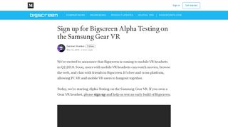 
                            8. Sign up for Bigscreen Alpha Testing on the Samsung Gear VR
