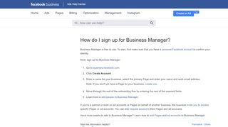 
                            4. Sign up for Business Manager. - Facebook