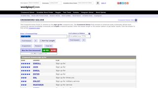 
                            5. sign up for Crossword Clue, Crossword Solver | Wordplays.com