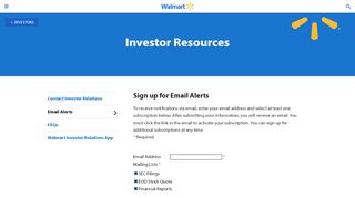 
                            5. Sign up for Email Alerts - stock.walmart.com