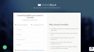 
                            2. Sign up for free! - Eventzilla