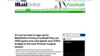 
                            4. Sign up for MailOnline Fantasy Football right NOW! - Daily Mail