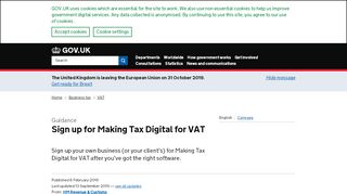 
                            9. Sign up for Making Tax Digital for VAT - GOV.UK