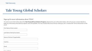 
                            7. Sign up for more information about YYAS! - Yale Young Global Scholars