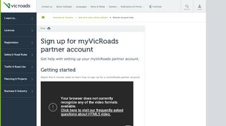 
                            9. Sign up for myVicRoads partner account : VicRoads