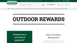 
                            8. Sign up for Outdoor Rewards | Outdoor Warehouse