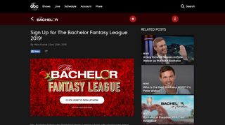 
                            2. Sign Up for The Bachelor Fantasy League 2019! | The Bachelor
