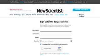 
                            1. Sign up for the daily newsletter | New Scientist