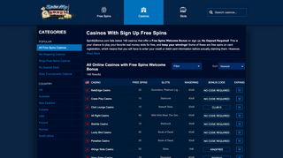 
                            8. Sign Up Free Spins for All Online Casinos 2019 - Spin My Bonus