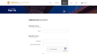 
                            4. Sign up - InfinityCoin.exchange