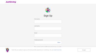 
                            9. Sign Up - JustGiving