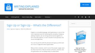 
                            1. Sign Up or Sign-Up – What’s the Difference? - Writing ...