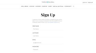 
                            6. Sign Up - Thrive Global