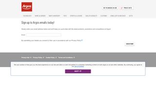 
                            7. Sign up to Argos emails today! | Argos.co.uk
