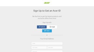 
                            10. Sign Up to Get an Acer ID - Sign in to Acer