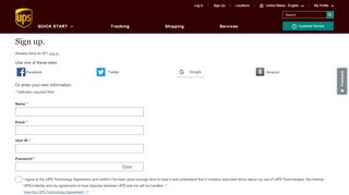 
                            3. Sign up | UPS - United States