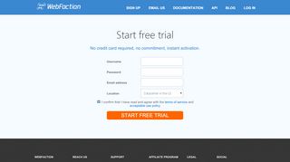 
                            3. Sign up - WebFaction