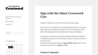 
                            2. Sign with the times Crossword Clue | New York Times ...
