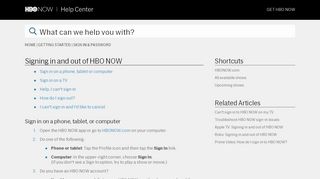 
                            6. Signing in and out of HBO NOW - help.hbonow.com