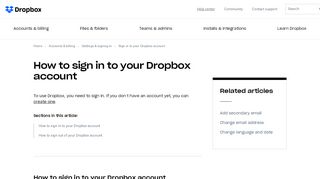 
                            2. Signing in or out of your account on dropbox.com ? Dropbox