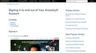 
                            4. Signing in to and out of Your Ancestry® Account