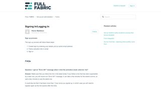 
                            1. Signing In/Logging In – FULL FABRIC
