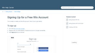 
                            1. Signing Up for a Free Wix Account | Help Center | Wix.com